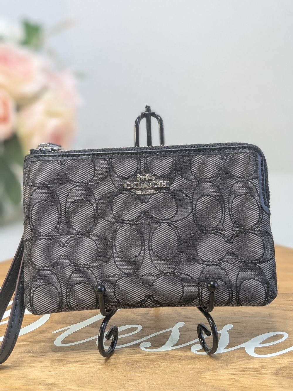 Coach Signature Monogram Canvas Wristlet